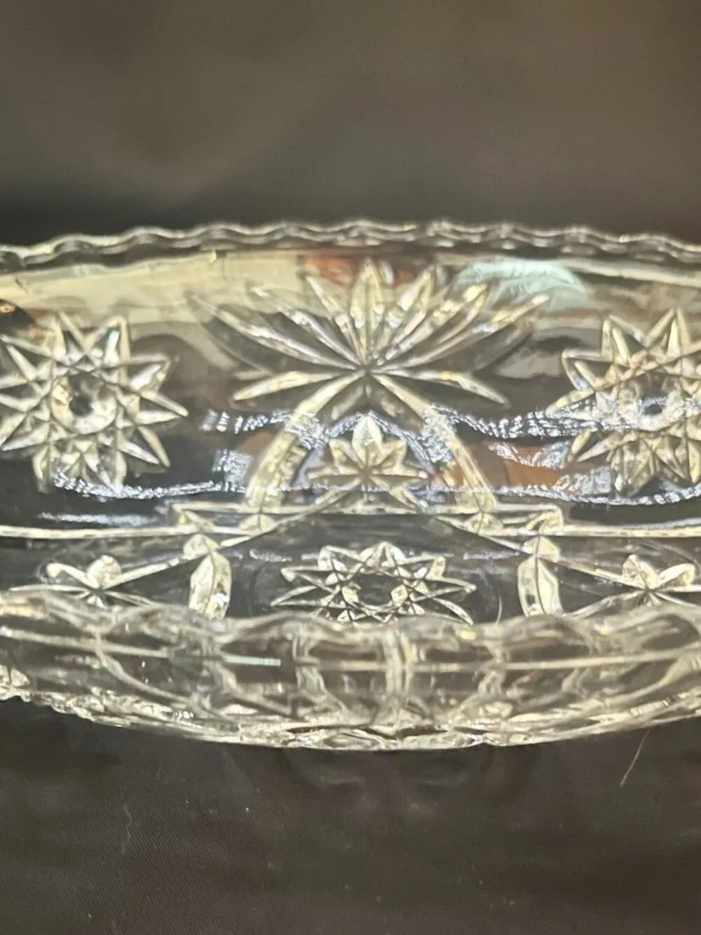 Vintage Anchor Hocking Clear Pressed Glass Oval Relish or Serving Dish